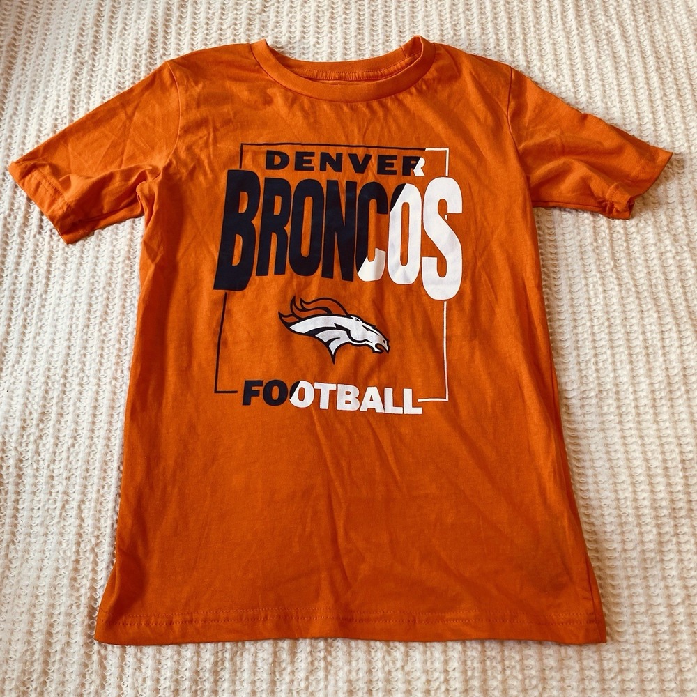 Denver Broncos Shirt, Orange Nike Short Sleeve NFL Football Crewneck,Youth Small